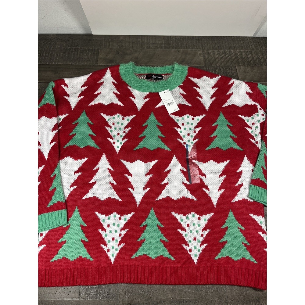 New NWT 33 Degrees Sweatshirt KNIT UGLY CHRISTMAS TREE SWEATER‎ Large